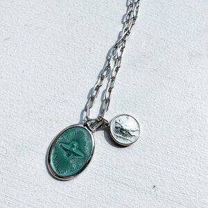 Miansai Mini Dove Pendant Men's Necklace - Silver/Teal